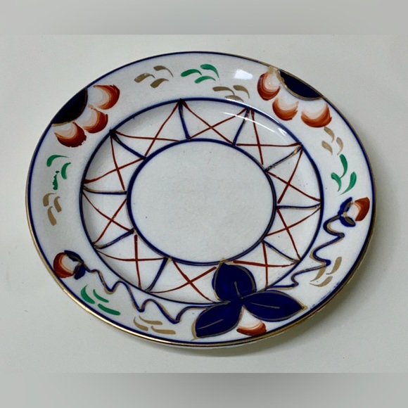 19th Century Antique Gaudy Welsh Dowsywales Pattern 6” Round Hand Painted Plate - Picture 3 of 13